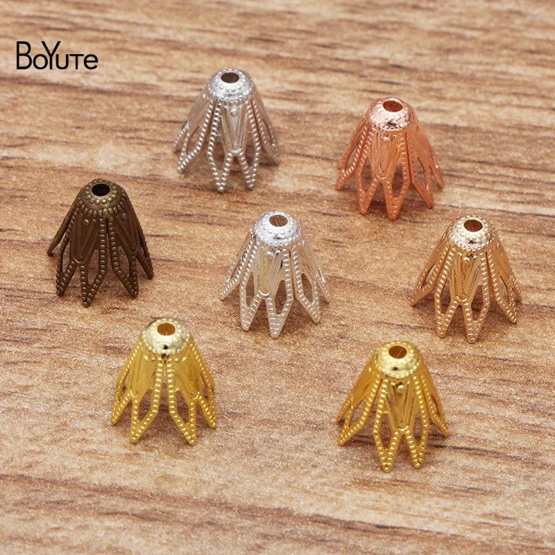 

BoYuTe (200 шт./лот) 9*10 мм Металлические латунные колпачки для цветов и бусин фурнитура для самостоятельного изготовления ювелирных изделий оптом