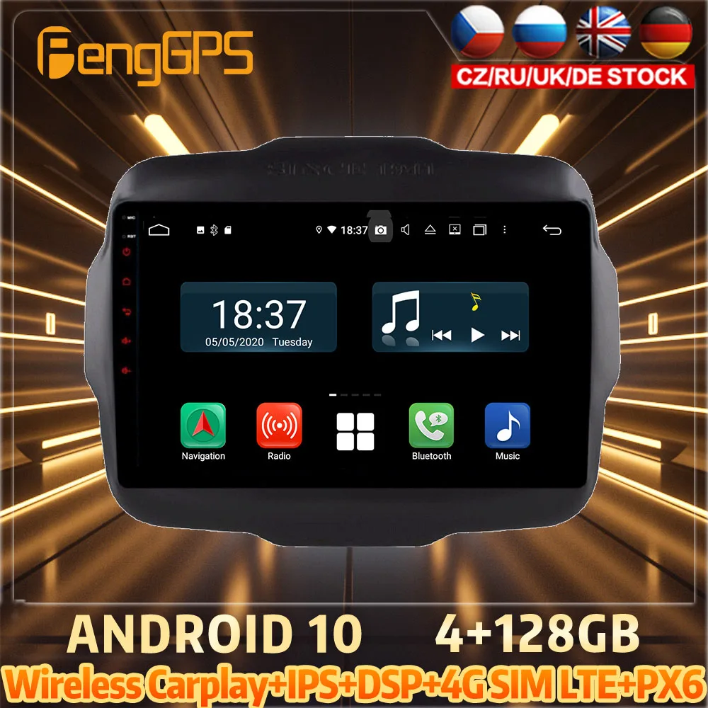 

128G Android 10 PX6 DSP для JEEP Renegade 2016 2017 автомобильный DVD GPS-навигатор автомобильное радио стерео видео многофункциональное CarPlay головное устройство