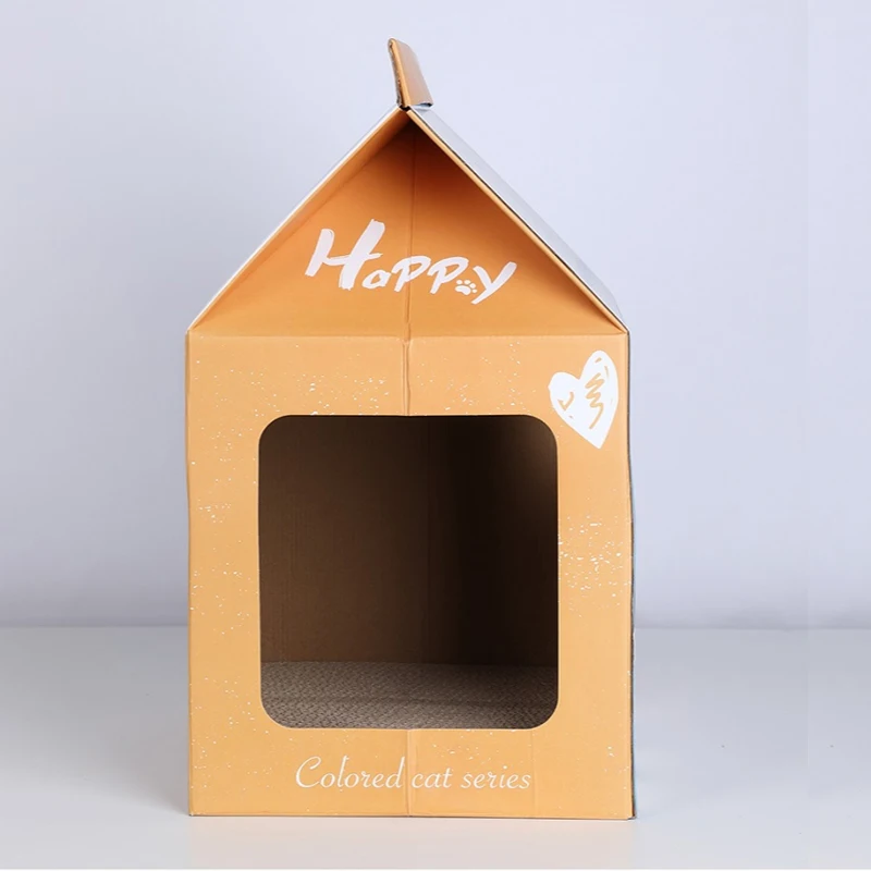 corrugated papper milk box cat house home bed breathable rabbit kitten cat nest scratch pad cardboard for pet cat sleeping house free global shipping