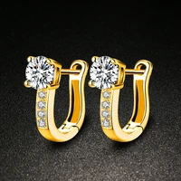 womens fashion luxury hoop earrings crystal shiny aaa zirconia stone stud u shape golden charming earring piercing hoops gifts