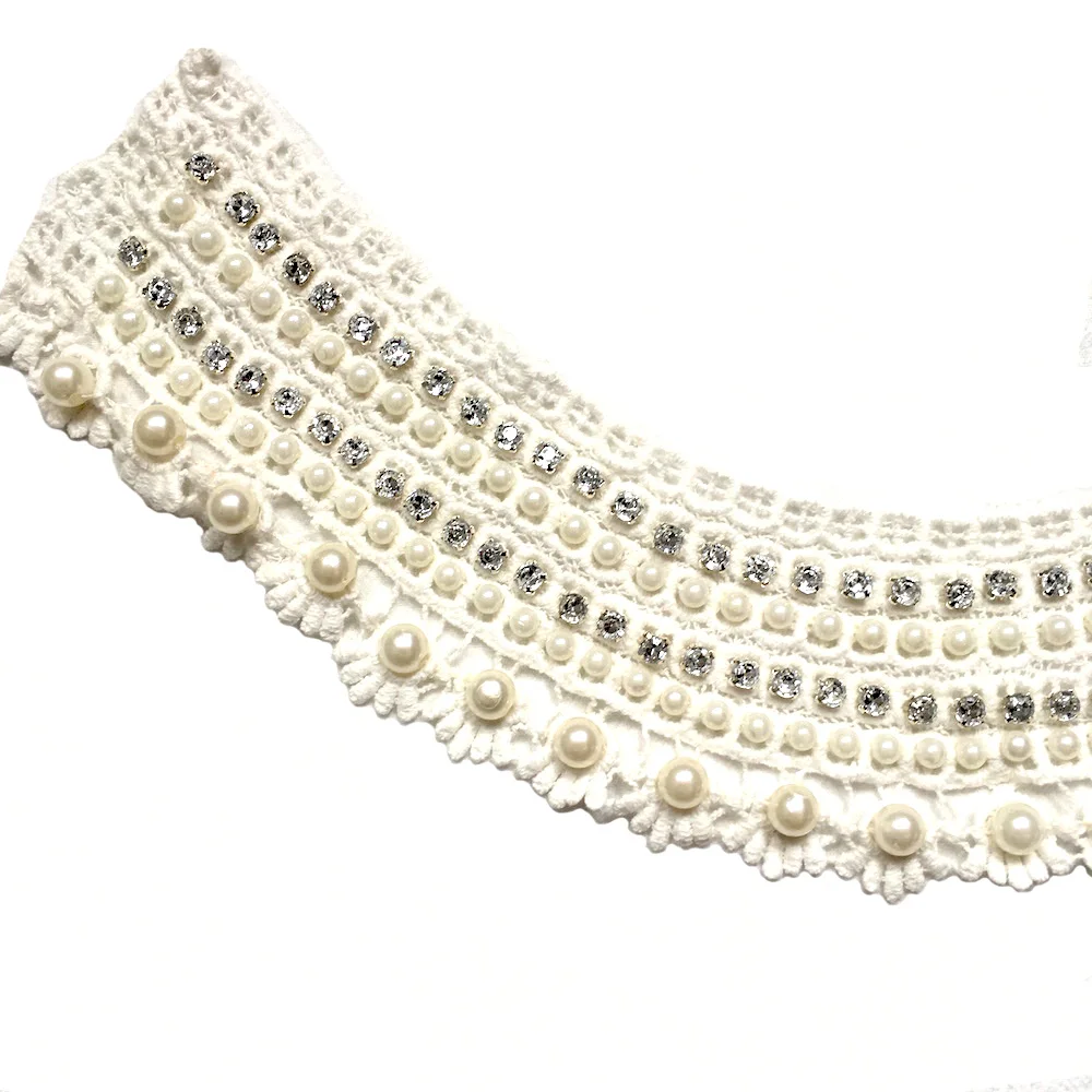 1 шт. белый вышитый бисером хлопковый кружевной воротник кружевом тканевый
