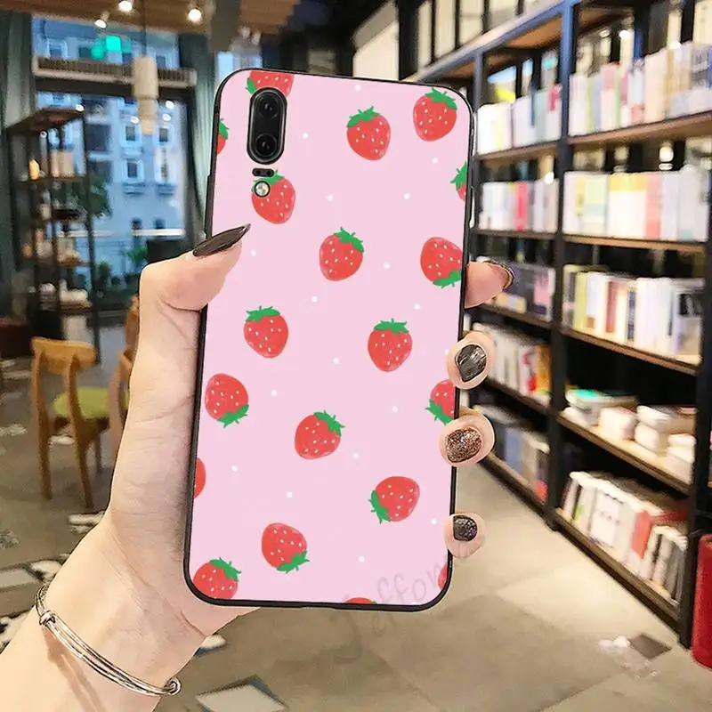 

Pink Cherries Cherry Strawberry Phone Case For Huawei honor Mate P 10 20 30 40 Pro 10i 9 10 20 8 x Lite
