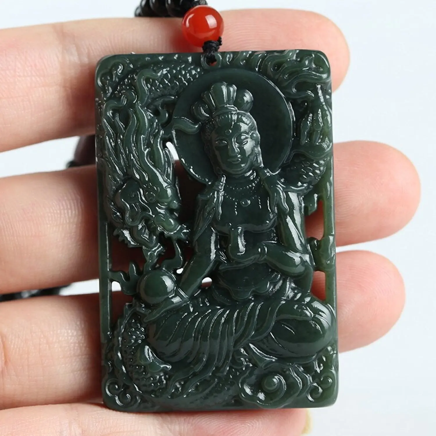 LETSFUN Изящные Ювелирные изделия чисто натуральный зеленый нефрит Дракон