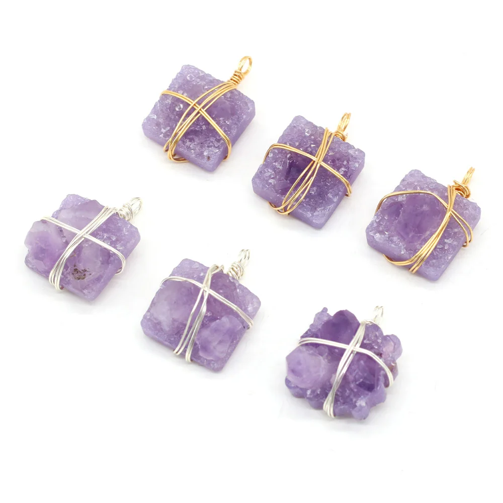 

Natural Amethysts Pendant Exquisite Winding Irregural Shape Pendant Charms for Making Jewelry Necklace Gift Size 25x35mm