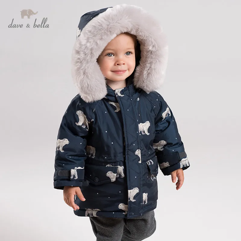 DB12012 dave bella baby boy зимняя пуховая куртка дети 90% белый утиный пух Верхняя одежда с