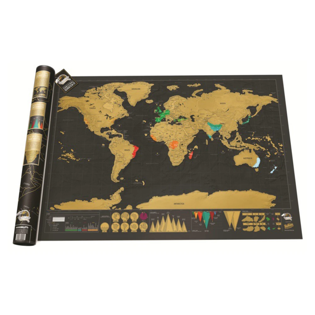 A Deluxe Erase карта мира путешествия Скретч Карта мира карта путешествия царапины карта комнаты домашнего офиса украшения наклейки на стену хорошая упаковка - Color: A