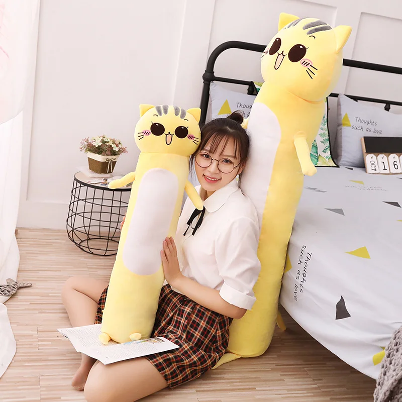 1 шт. 90/140/165 см kawaii Длинный Кот Подушка Плюшевые игрушки, набитое Мягкое Животное, куклы для детей девочек спальная подушка игрушки милые подарки