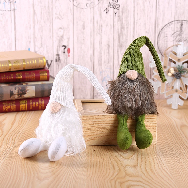 14*38 см пушистый зеленый белый мультфильм Рождественская кукла Санта Клаус