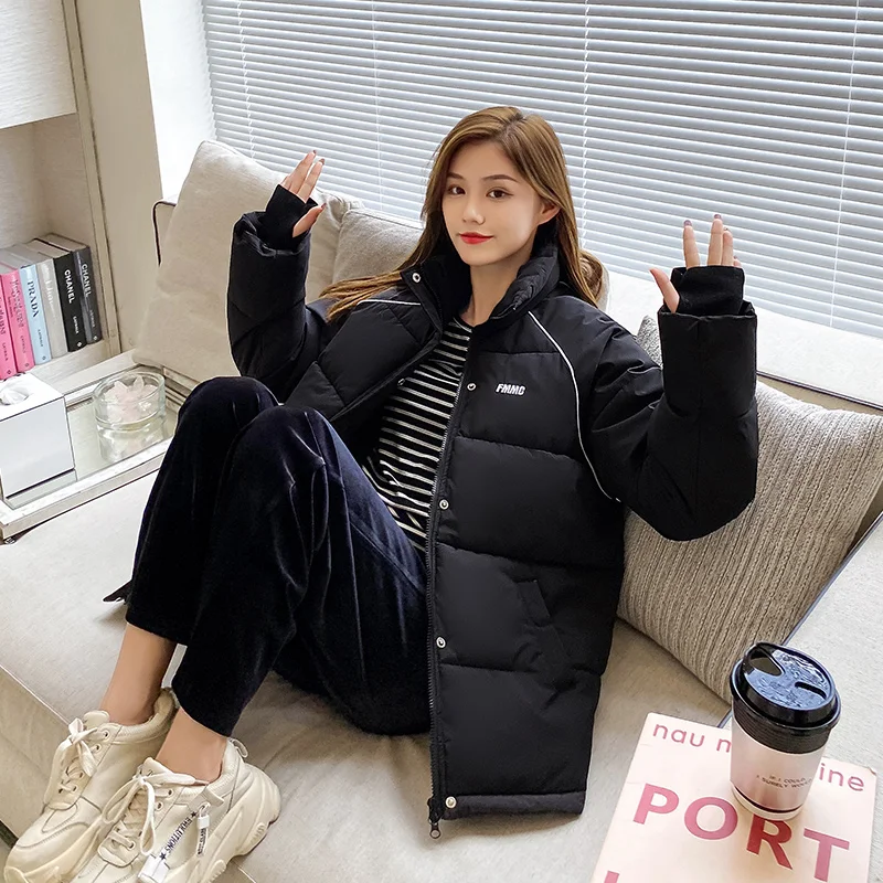 Women Clothing Winter Oversized Jacket Fashion Solid Stand Collar Thick Warm Padded Coat Casual Winter Outwear Jacket Parkas