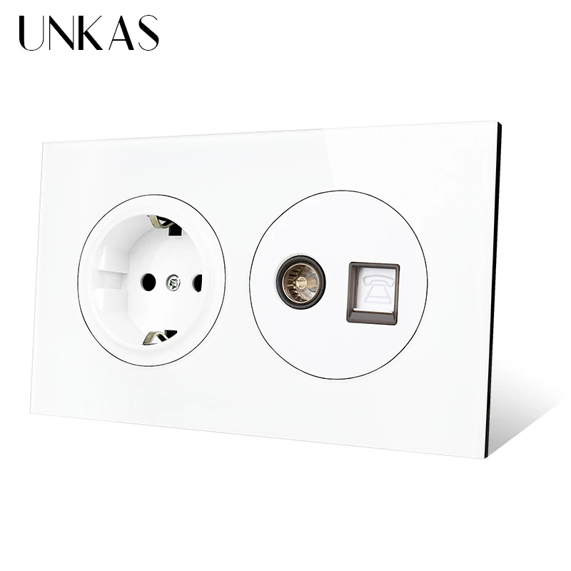 UNKAS 16A настенная розетка стандарта ЕС) + Женский ТВ разъем и RJ11 телефонное гнездо 146