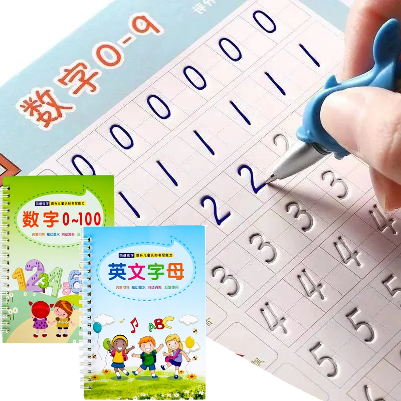 

2 books Learning Numbers Calligraphy Handwriting Copybook For Kids Word Children's Book English Calligraphic Letter Practice Toy