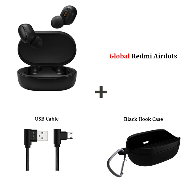 Xiaomi Redmi Airdots TWS Bluetooth 5,0 беспроводные наушники гарнитура Голосовое управление шумоподавление спортивные наушники - Цвет: EU Add cable Hook