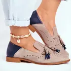 Лоферы; Женская обувь с кисточками из натуральной мокасин из овчины женская обувь на плоской подошве с острым носком; Обувь без шнуровки ручной работы