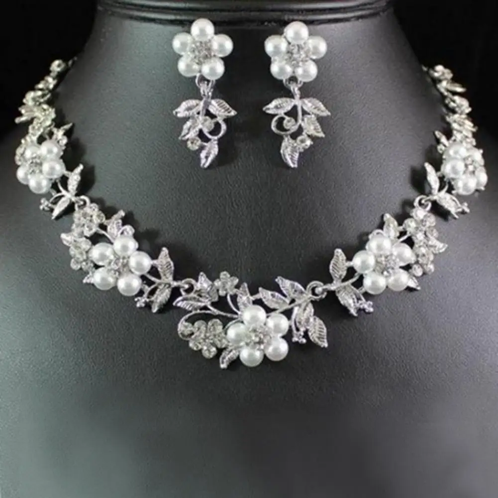 Ожерелье и серьги-капли женские очаровательные модные блестящие украшения из