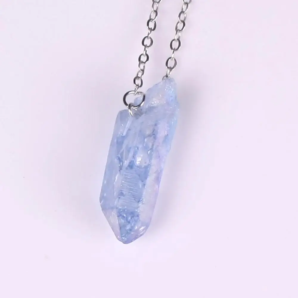 

Wholesale 12 pcs Natural Crystal Column Clear Quartz Druzy Meditation Healing Necklace Pendant Natural Stone Jewelry Making