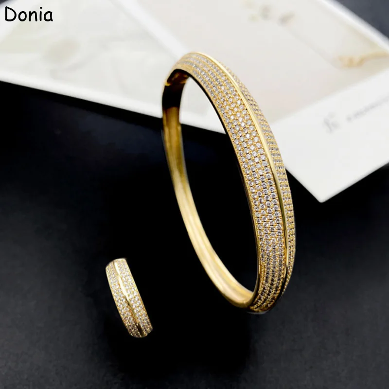 Donia Jewelry Fashion Knife Cut Face Micro-inlaid AAA Zircon Bracelet Set Creative Opening Ladies Bracelet Set