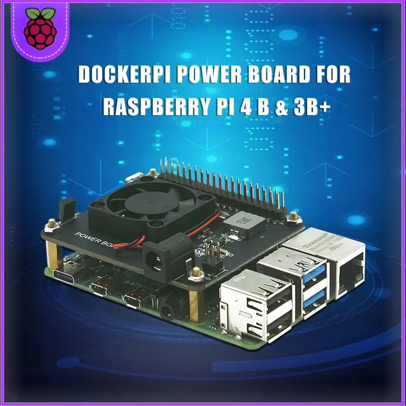 Плата питания DockerPi для Raspberry Pi 4 B & 3B + и всей платформы с безопасным отключением, плата расширения вентилятора автоматического охлаждения