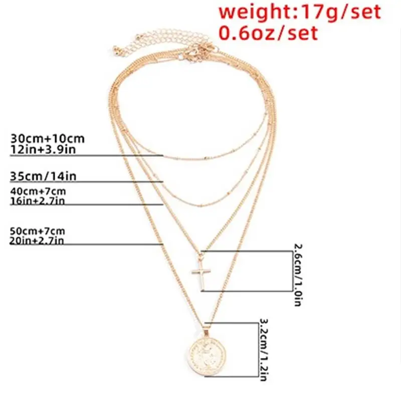 

New Multilayer Retro Tassel Cross Necklace Simple Cross Portrait Combination Necklaces For Women Girls Fashion Jewelry Gift