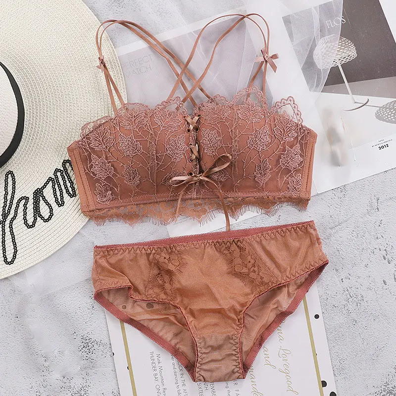 Женское кружевное нижнее белье сексуальный Собранный бюстгальтер и трусики