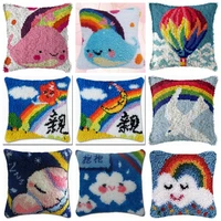 prajna latch hook cushion kits pillow mat diy craft rainbow heart patterns cross stitch needlework crocheting cushion embroidery
