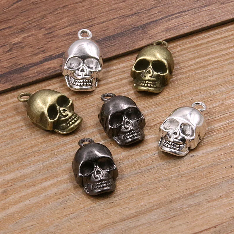10Pcs 11*20mm 3 Color Skull Ghost Head Charms Halloween Pendants Handmade Decoration Vintage For DIY Jewelry Making Findings