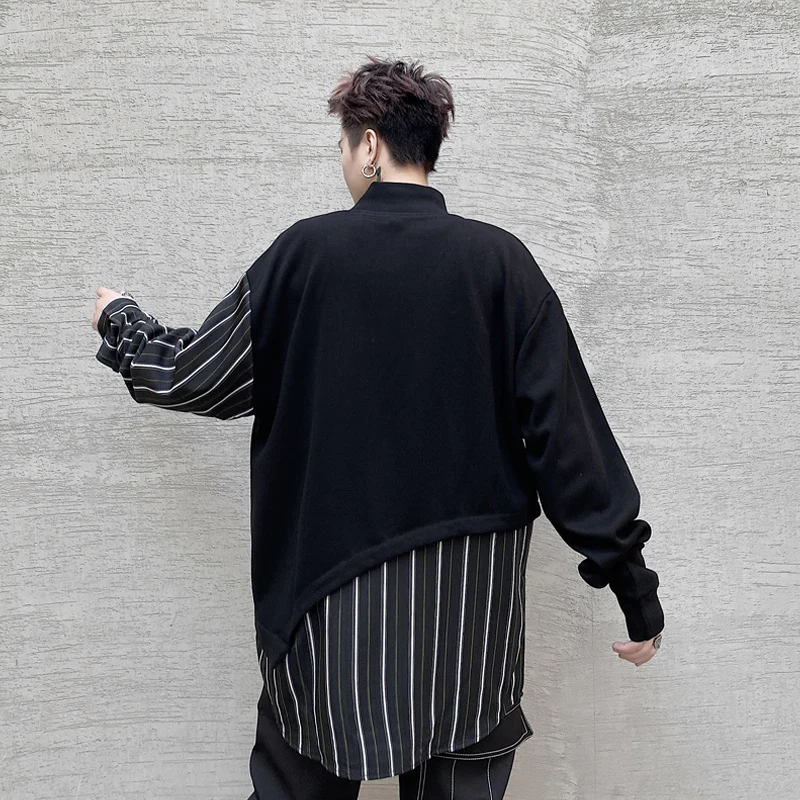 Men's Long-Sleeve Shirt Spring And Autumn New Style Personality Stitching False Two Yamamoto Style Casual Large Size Shirt