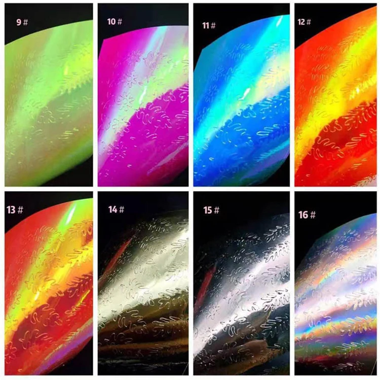 

10Pcs/Lot 16 Sheet Holographic Leaf Nail Sticker 3D Laser Leaves Nail Art Decal Stickers Holo Adhesive Strip Tape