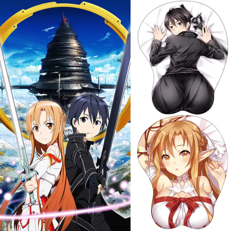

Sword Art Online SAO Kirigaya Kazuto Kirito Yūki Yuuki Asuna Cosplay Cute Wrist Rest silicon Mouse Pad Mat 3D Mousepad
