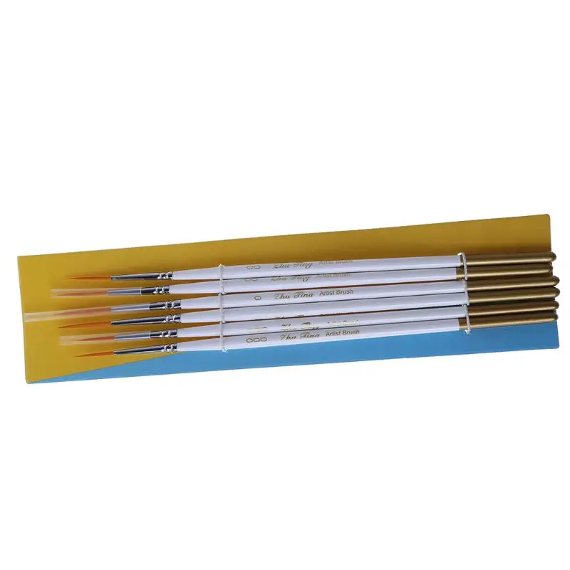 

6Pcs Round Brush Hook Line Pen Artist Nylon Hair Paint Set Draw Painting Craft M5TB