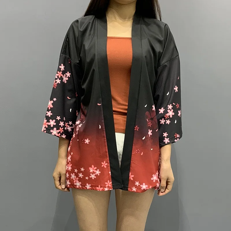 Кимоно женское с принтом юката японская одежда уличная азиатская кардиган