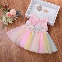 yoliyolei rainbow baby kids dress tulle colorful cute toddler clothes 0 24m appliques sweet girls dresses for birthday halloween
