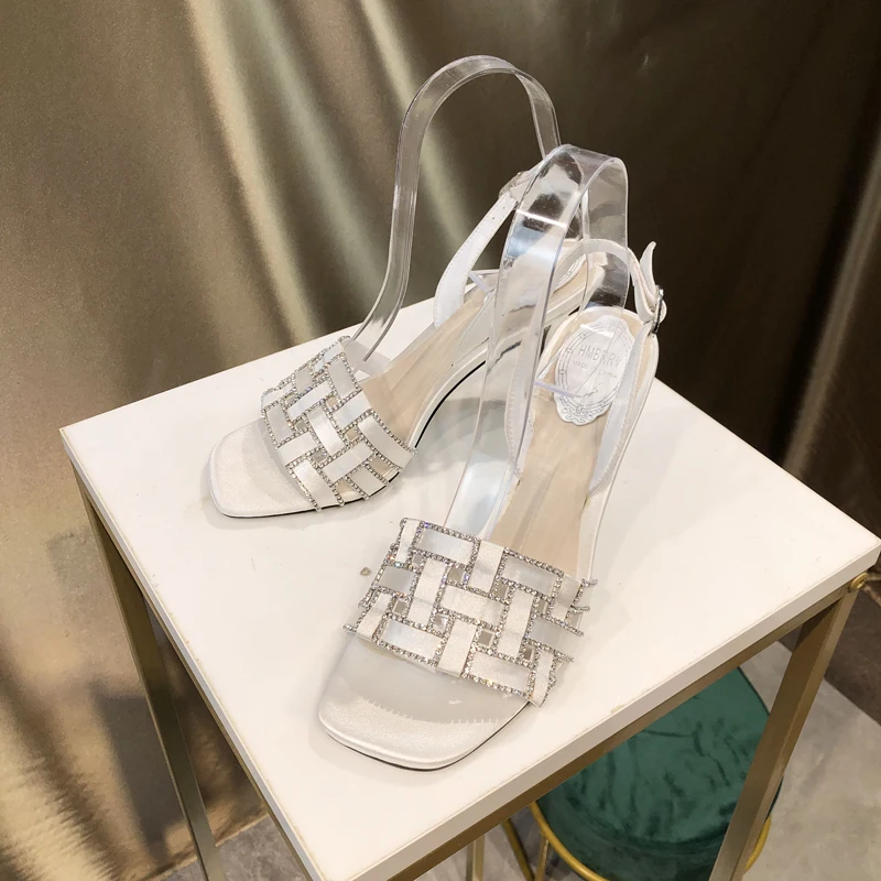

high heels wedding peep toe sandals crystal gladiator sandals open-toed sandal woven sandals back strap shoes sexy women's shoes