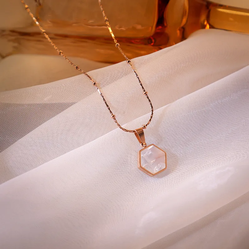 Титановое стальное ожерелье для женщин Корейский геометрической формы цепочка с