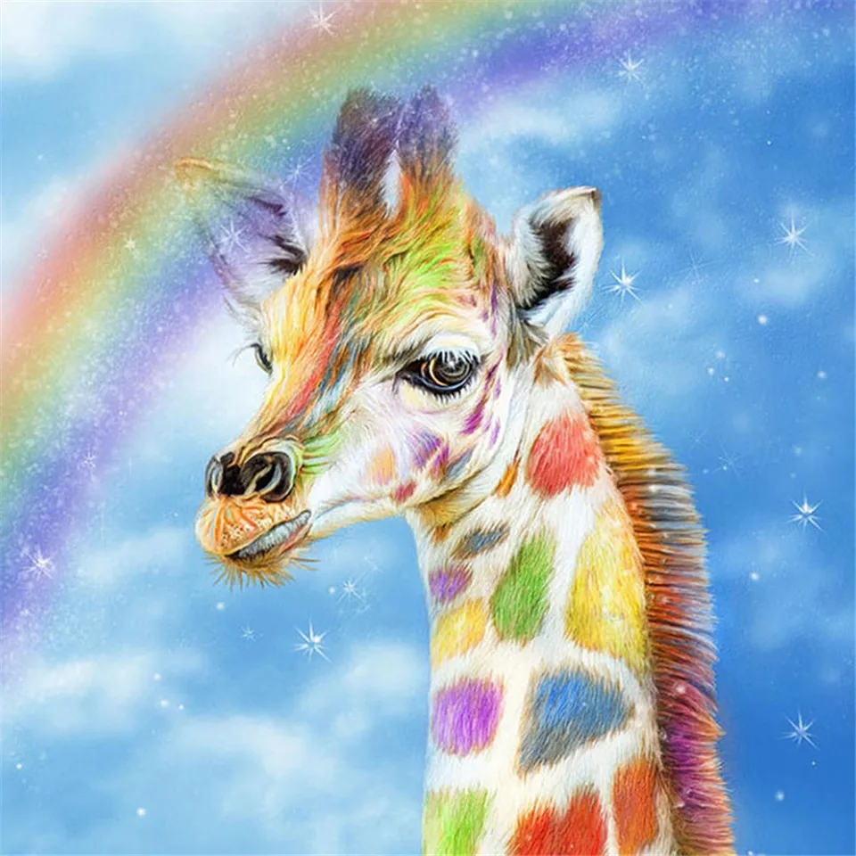 5D Алмазная мозаика живопись красочные полосы жираф сделай сам алмазная вышивка