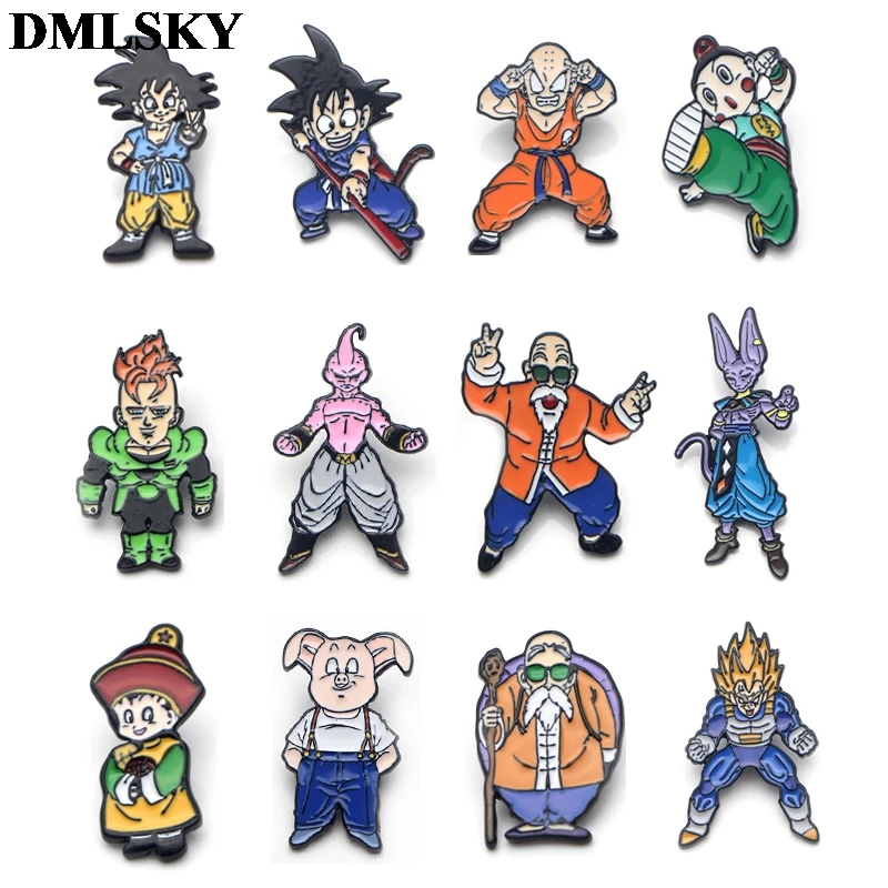 DMLSKY аниме Dragon Ball Z мультфильм Металлические Булавки эмалированные Броши для женщин и мужчин Нагрудный значок для рюкзака джинсовая булавка Воротник Подарок M4092