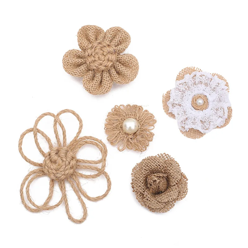 High quality 1-5pcs/lot Burlap lace ribbon pure processing flower DIY jewelry linen trims Christmas gift decoration | Дом и сад
