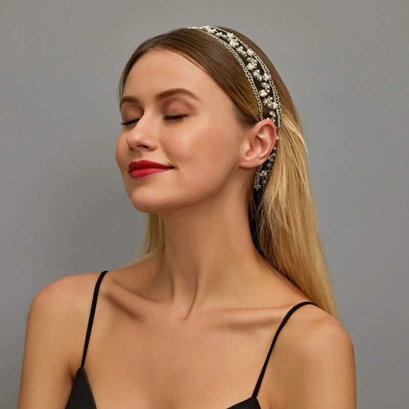New Sexy White Black Lace Flower Elastic Headband for Women Female Hair Bands Wide Bridal Accessories Headwear |