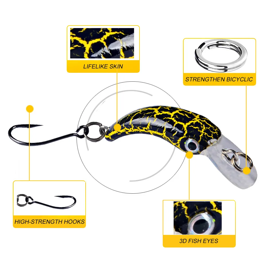 1pc Floating Minnow Fishing Lure 5/3.8cm 2.5/1.5g Mini Artificial Hard Bait Sharp Hook Crankbait Wobbler Trout Pike Bass Fishing