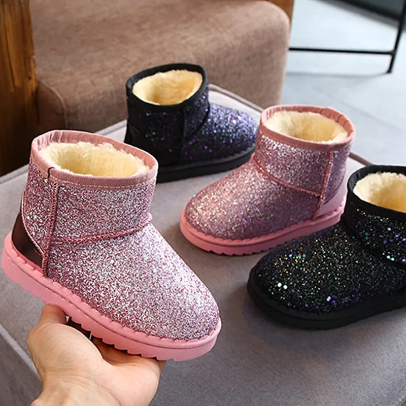 

2021 детская зимняя модная обувь для снежной погоды; Детская утепленная обувь из материала на основе хлопка; Теплая плюшевая обувь с мягкой по...