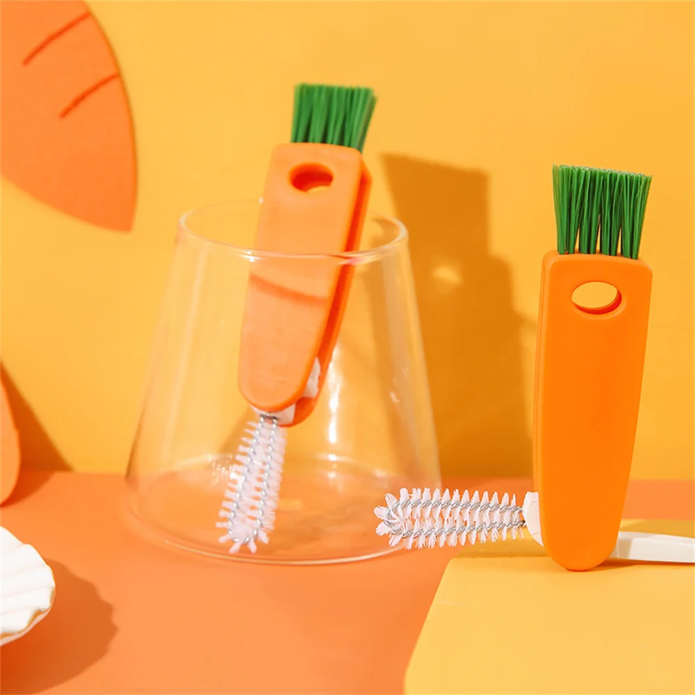 

3 in 1 Cup Cover Brush Cup Mouth Bottle Cap Cleaning Portable Folding Multifunction Bottle Nipple Cup Lid Brush Cleaning Tool