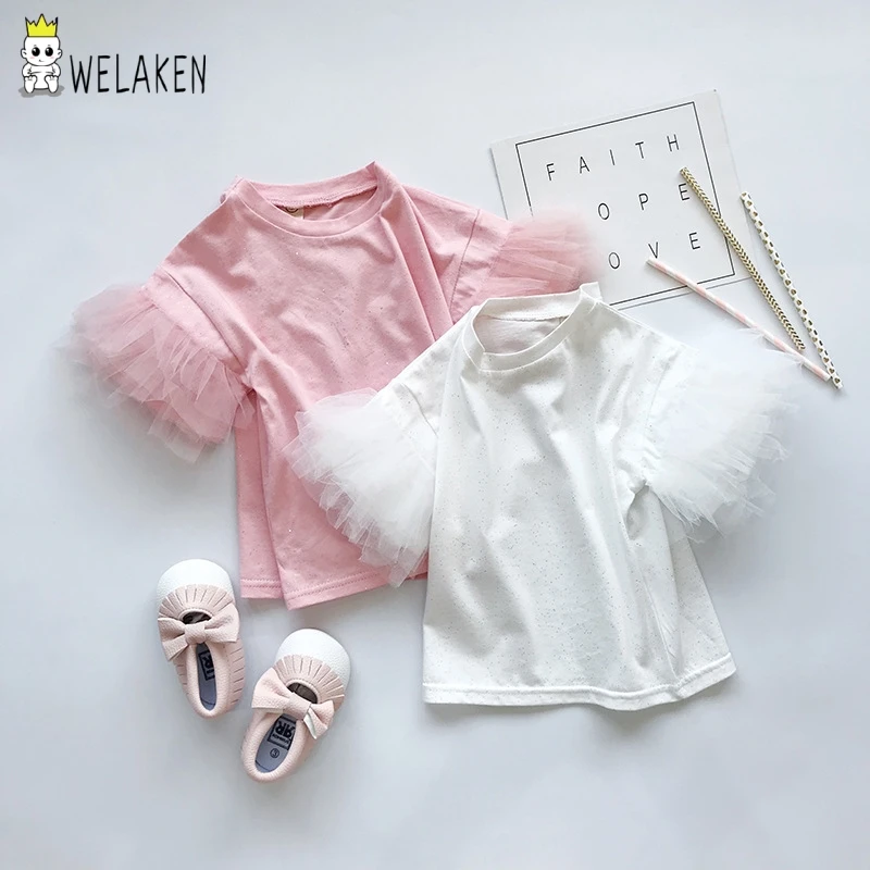 2019 новые модные школьные рубашки WeLaken с сетчатыми рукавами для девочек футболки