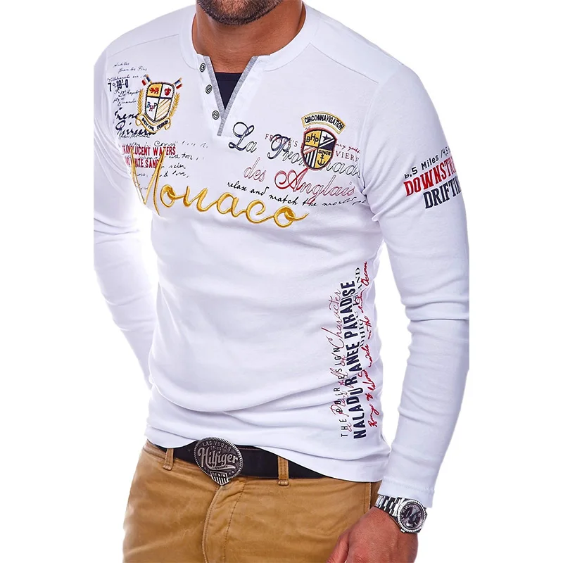 

ZOGAA Men Clothing Men Polo Shirt Casual Letter Printing Long Sleeve Shirt for Men Fashions Tops High Quality Solid Polo Shirts