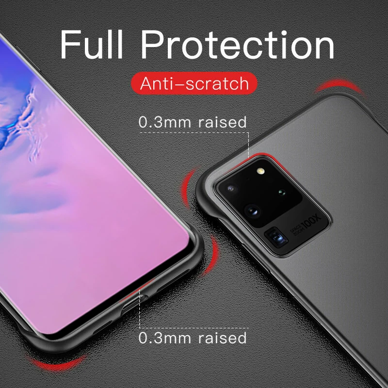 

Case For Samsung S20 S10 S9 S8 Note 10 Plus Frameless Ultra-thin Matter Shell With Finger Ring Cover for Samsung A20 A30 S7 Edge
