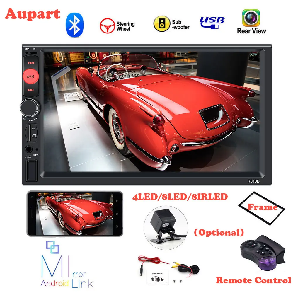 2 din автомагнитола 7010B " HD плеер MP5 сенсорный экран цифровой дисплей Bluetooth Мультимедиа USB 2din Авторадио автомобильный монитор резервного копирования