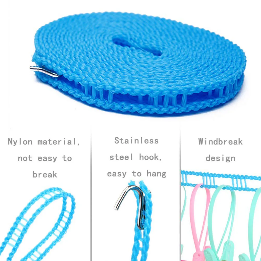 3 шт. 5 м портативная противоскользящая ветрозащитная вешалка для одежды дорожная