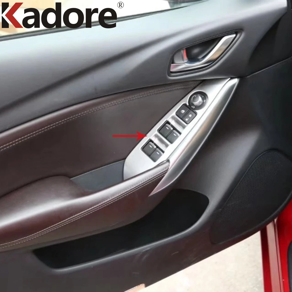 

Панель переключателя стеклоподъемника для Mazda 6 M6 Atenza 2017 2018 из углеродного волокна, крышка, отделка, декоративная рамка, аксессуары для интер...