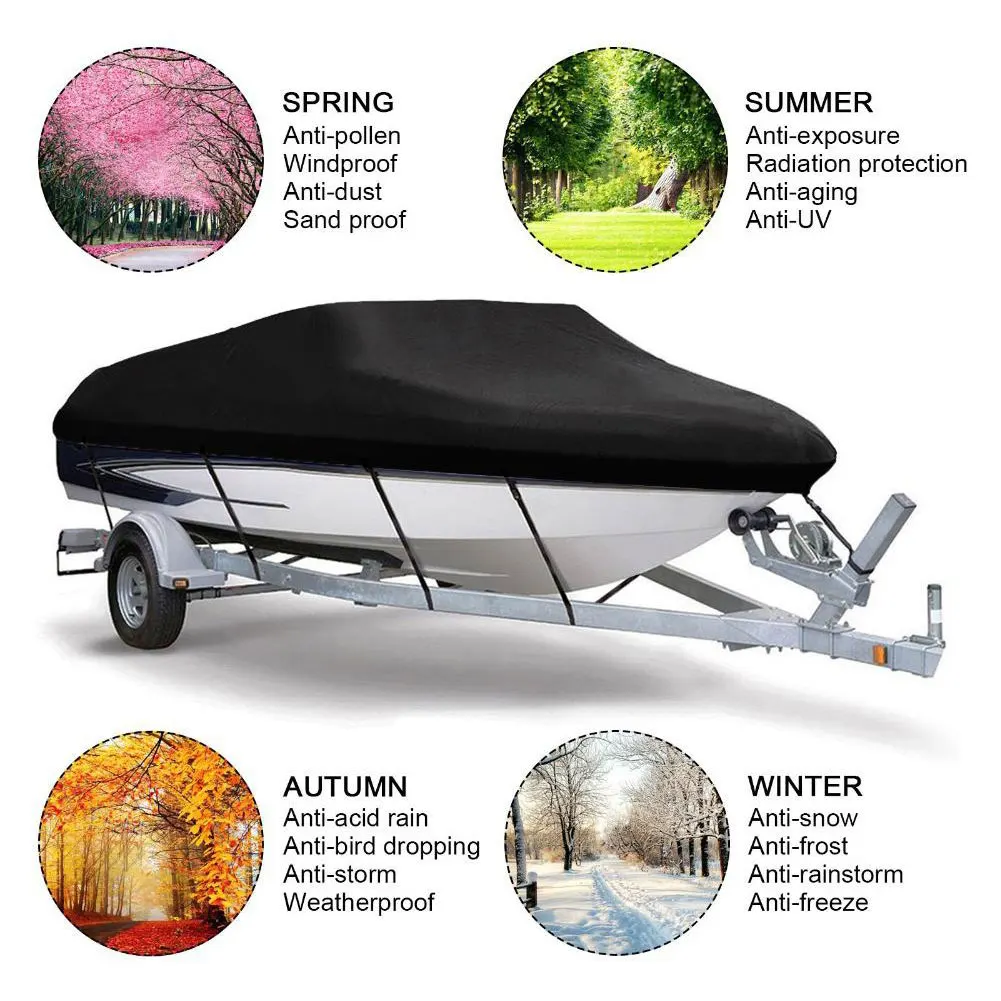 

14-16ft barco Boat Cover Anti-UV Waterproof Heavy Duty 210D 420D Marine Trailerable Canvas Boat Accessories Anti-Smashing Tear