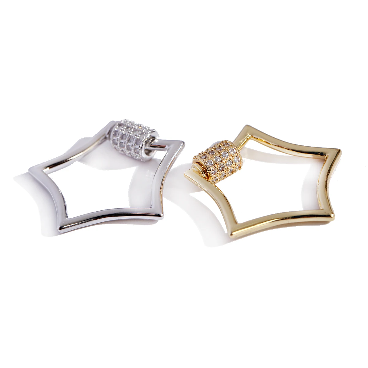 

Fashion Golden White Zircon Star Buckle Pendant Accessories For DIY Production Jewelry Necklace Bracelet