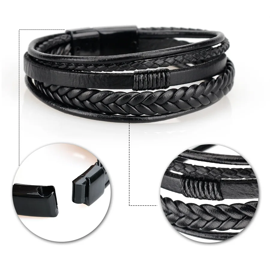 

European and American Style Jewelry Fashion Leather Rope Hand Weaving Bracelet Men's Bracelet Ethnic Style Jewelry