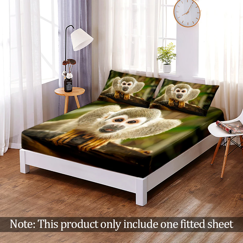 

Morden Wild Animal Beast Fitted Sheet 1pc 100%Polyester High quality Bed Sheet Bed Sheet with Elastic Band Bottom Sheet